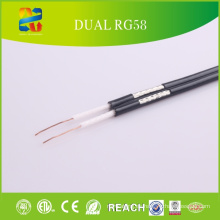 Alta calidad de 50 ohmios Rg58 cable coaxial dual